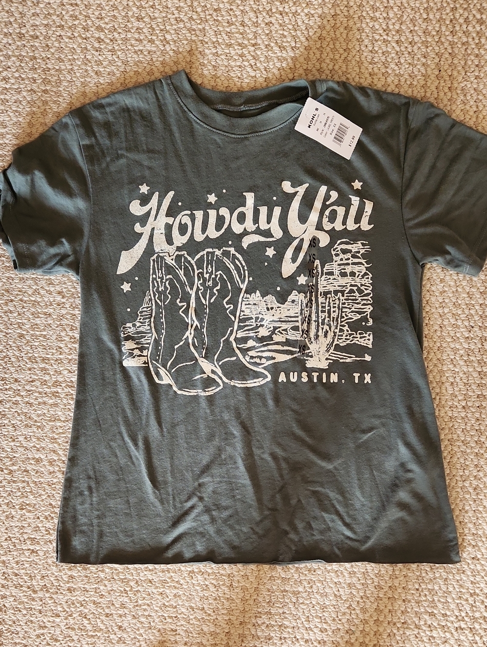 Awake Olive Green 'Howdy Y'all' Graphic Tee Brand New